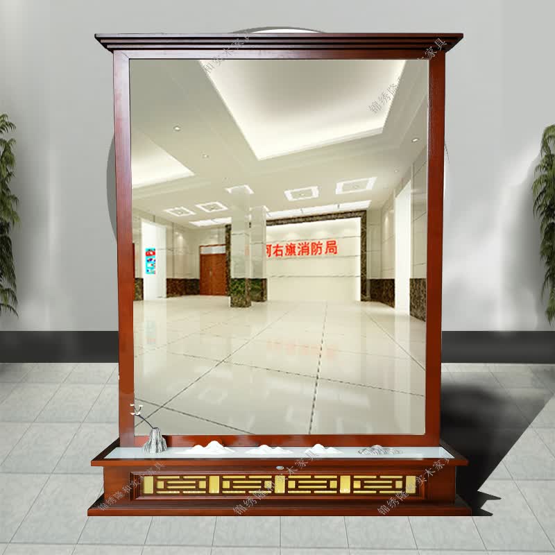军容镜镜子全身落地新中式警容镜容镜学校银行公司仪容镜实木落地全身