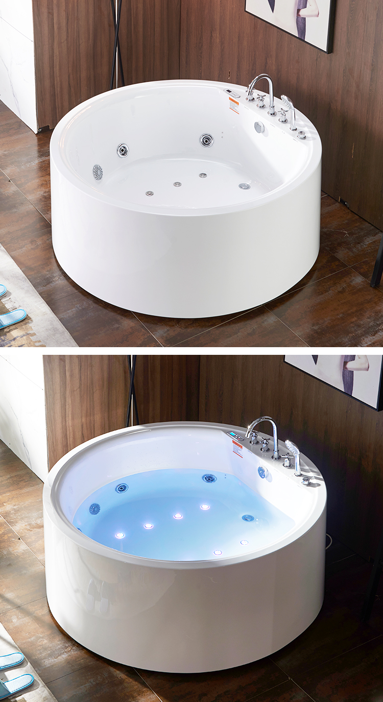 浴缸家用成人圆形浴缸独立式恒温冲浪缸1.