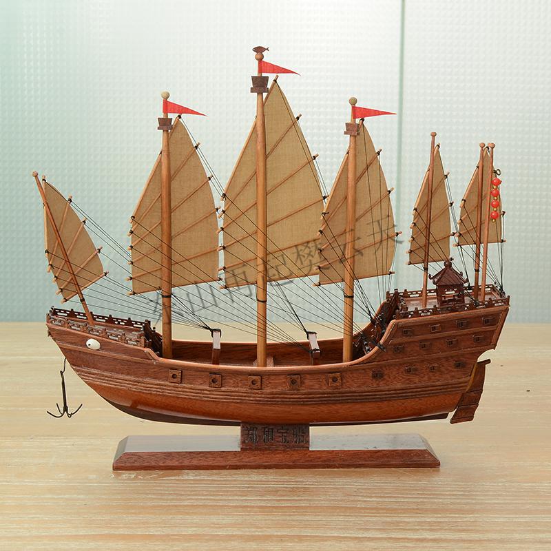 樊云天帆船模型江南水乡帆船模型木船渔船乌篷船模中式工艺船摆件实木