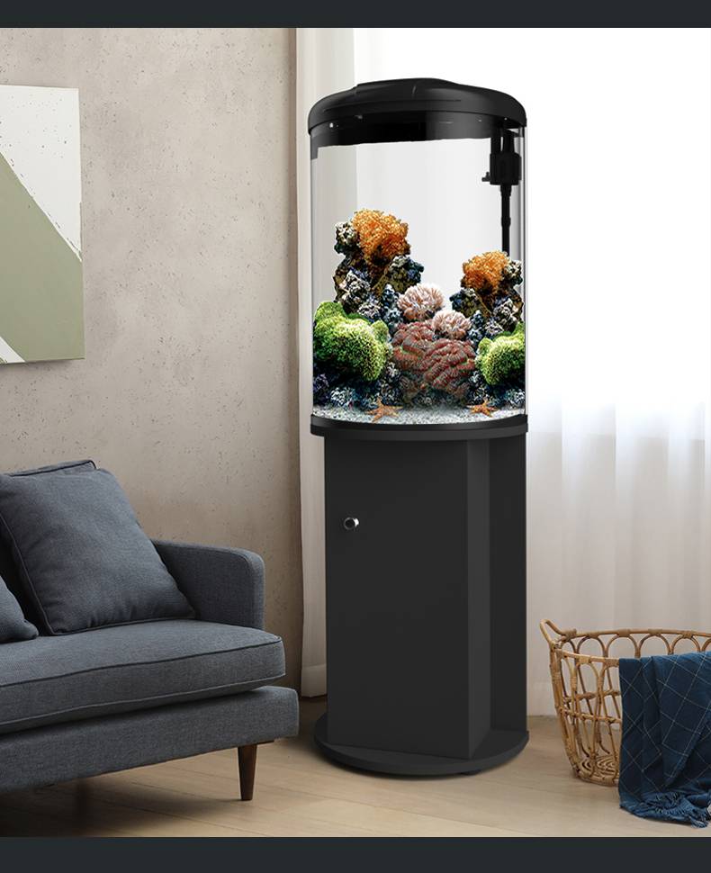 圆柱气象生态缸西龙鱼缸客厅小型免换水落地家用半圆玻璃生态水族箱