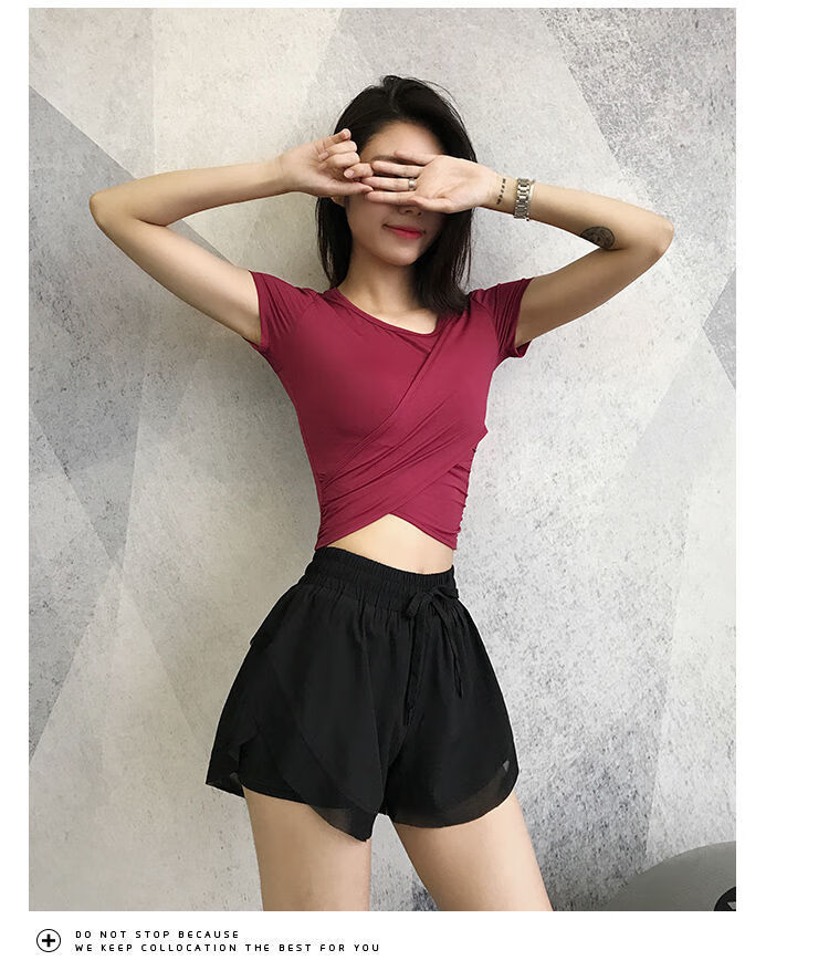 运动短裤女宽松速干跑步健身裤防走光高腰舞蹈瑜伽裤dk601深紫色s