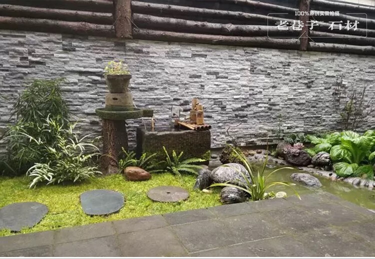 天然石材文化石室内客厅电视背景墙庭院露台阳台鱼池流水室外墙砖
