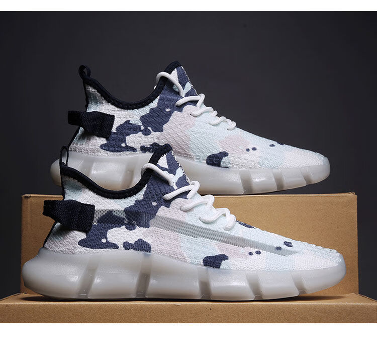 【crocodile】鞋男2022夏季新款斑马纹透气网面鞋韩版潮百搭休闲鞋子