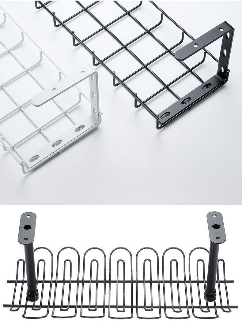 聂庄家居桌下置物架理线架电线收纳槽桌底插线板收纳架办公桌电线插排