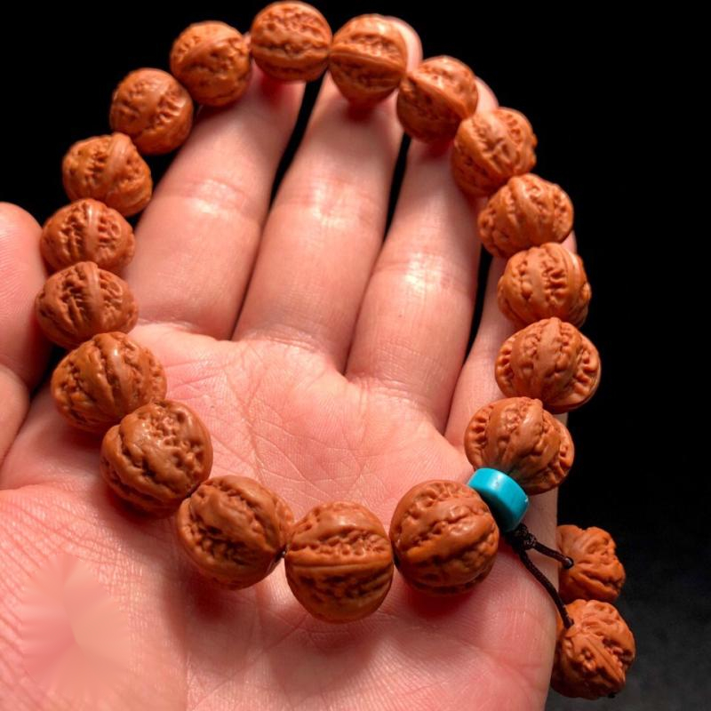 京八棱手串野生文玩小核桃手持龙纹桃核雕刻桃木手链桃胡粗筋八棱 粗