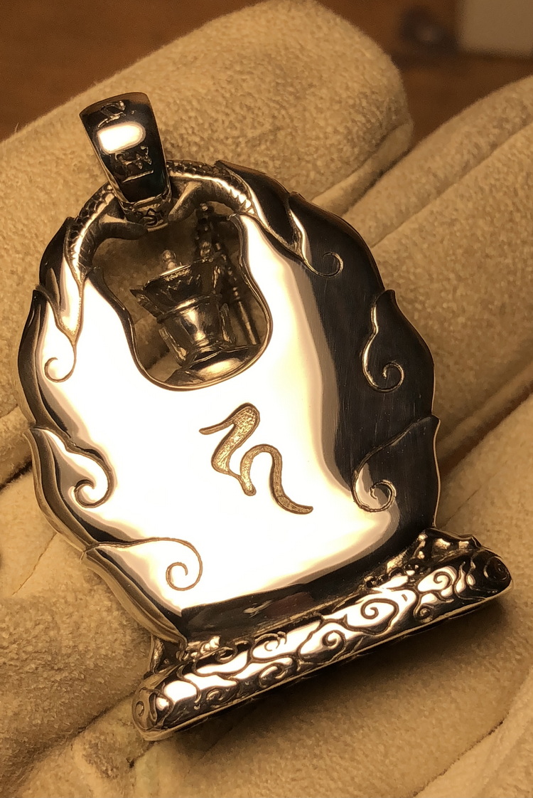 地藏菩萨随身本命佛吊牌映制男款990足银银纯手工吊坠地藏菩萨