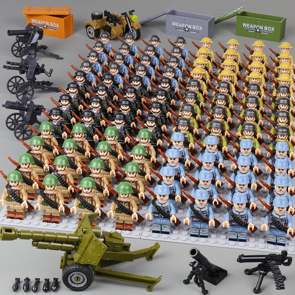 乐高lego军事人仔积木拼装人偶士兵二战八路军德军装备男孩子拼装玩具