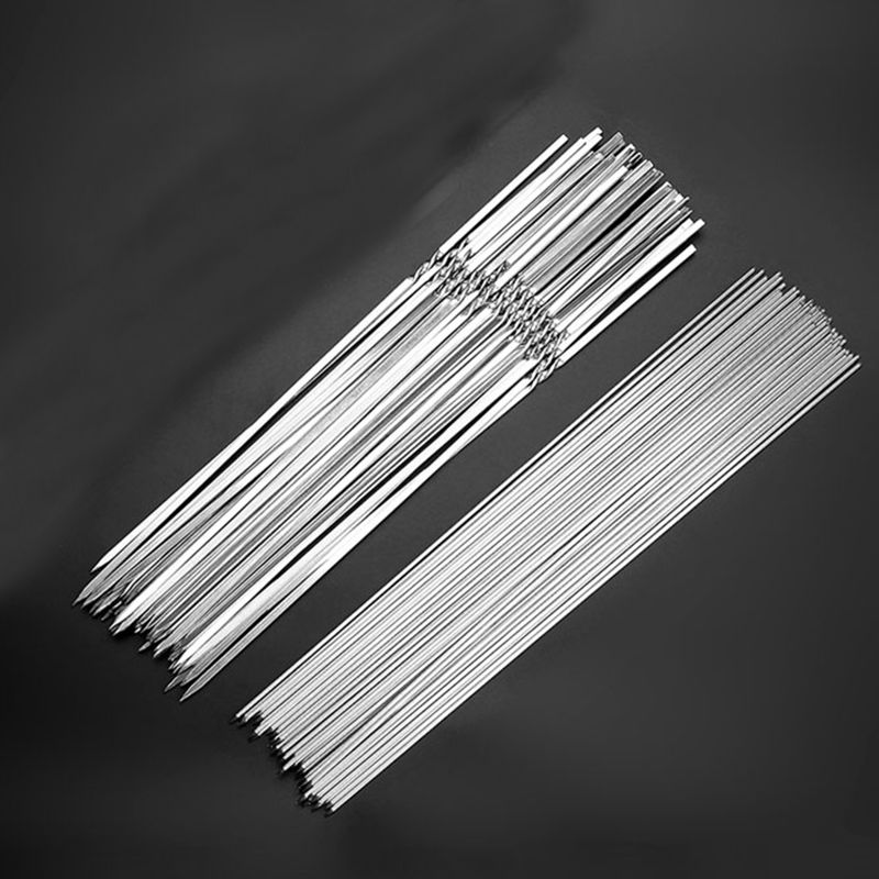 不锈钢烧烤签扁签户外羊肉串烤肉签子钢签铁签圆签全套工具烧烤针40圆