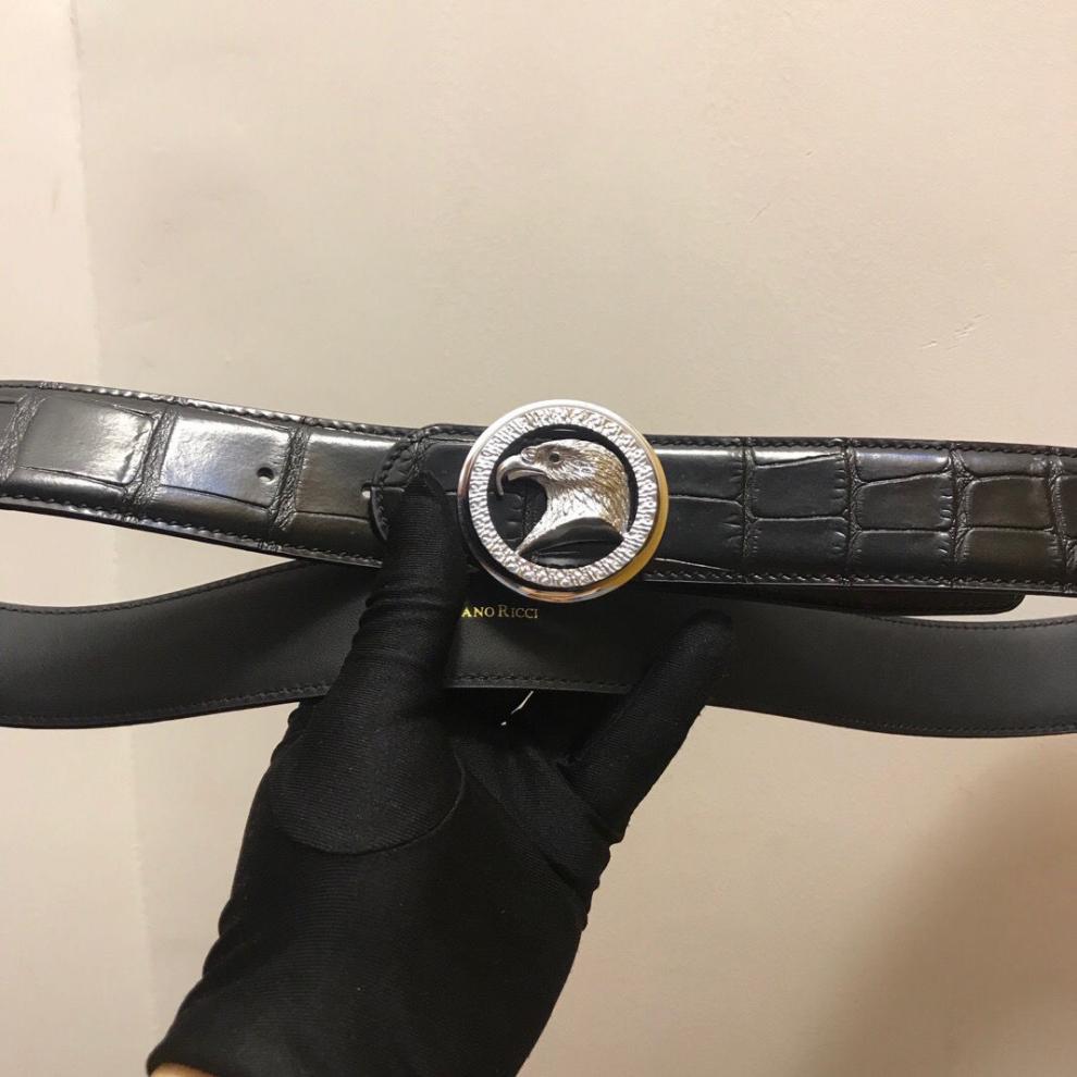 史蒂芬24k镀黄金扣头头层牛皮实心纯铜鳄鱼纹皮带腰带老鹰头黄金扣