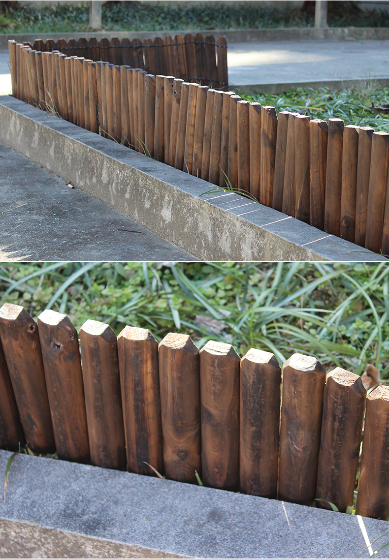 防腐木栅栏碳化木装饰围栏花园菜地插地围墙护栏户外家用庭院篱笆 插