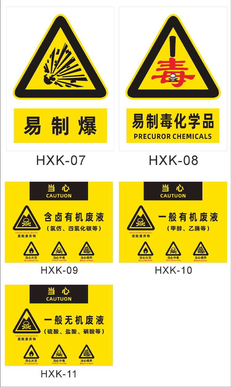易制毒易制爆仓库警示牌贮存储场所警告牌含卤一般有无机废液标志牌