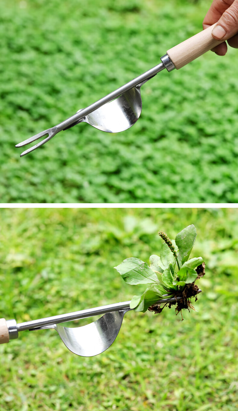 园艺锄草工具家用小铲子挖野菜手动除草起苗器起草器弓型拔草器不锈钢