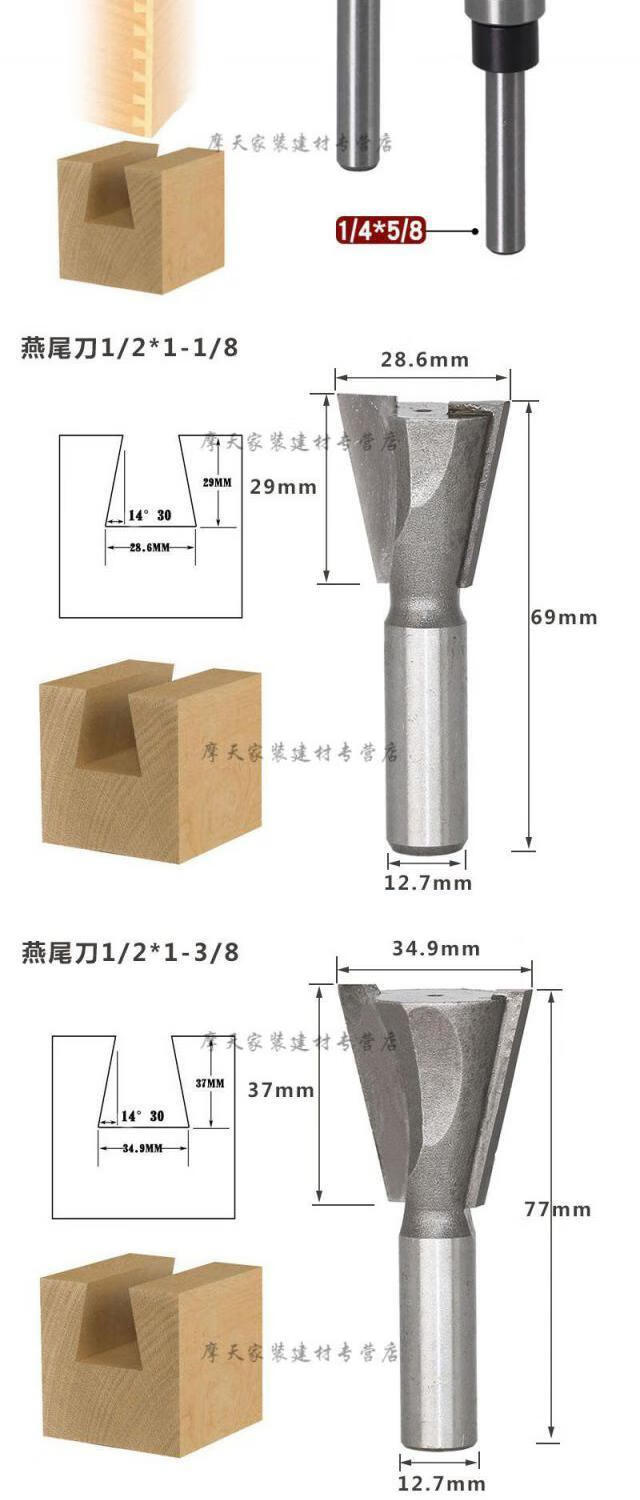 木王燕尾刀槽铣铣刀木工铣刀具修边机刀头雕刻机锣刀子口荀刀仿型燕尾
