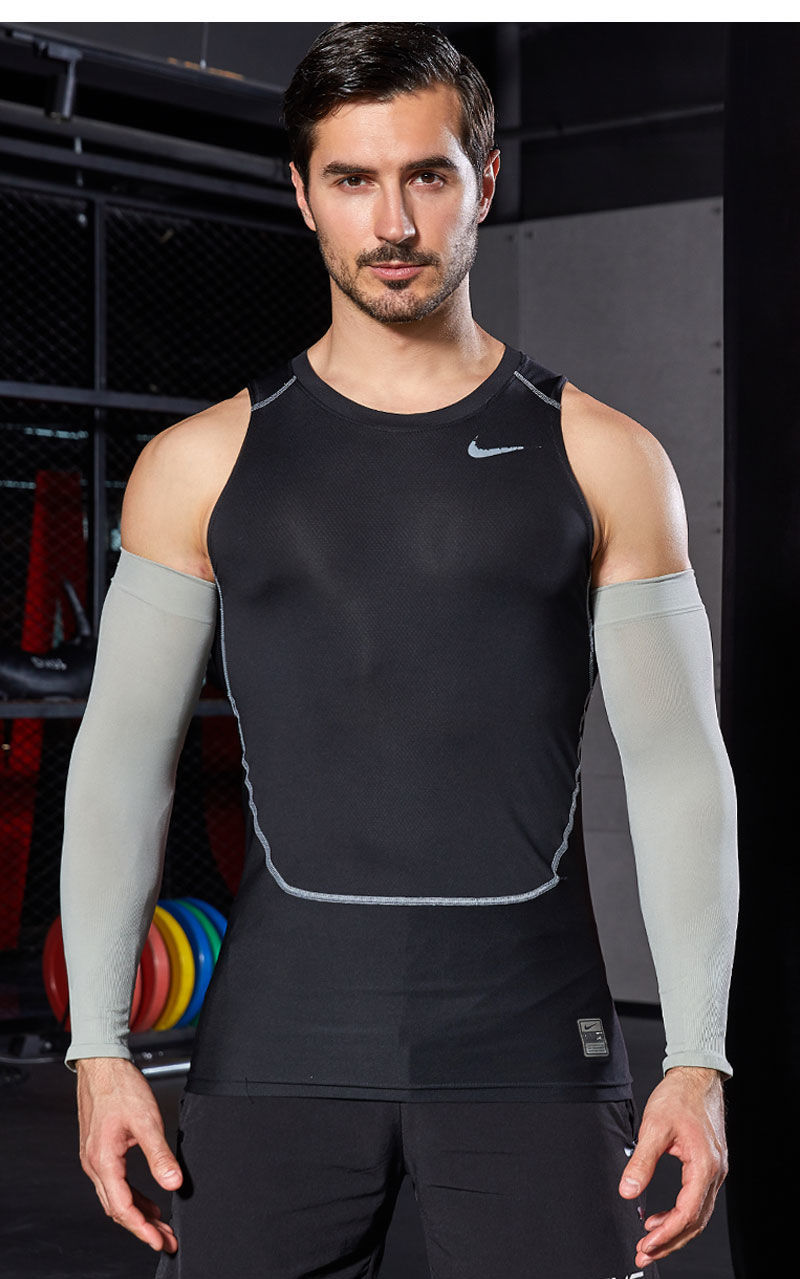 畅印 夏季冰丝防晒袖套冰爽男士冰袖男士纯色大码宽松加长男款防晒