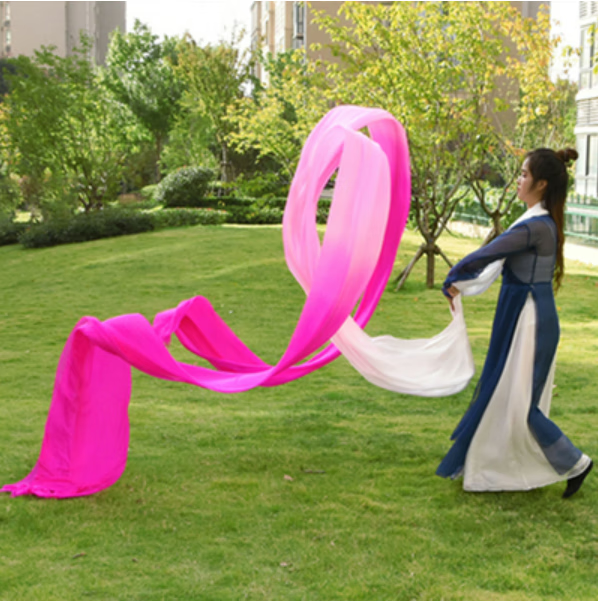 敦煌舞彩绸 舞蹈彩绸彩带飞天舞三色长绸飘带丝带李玉刚色绸红绸敦煌