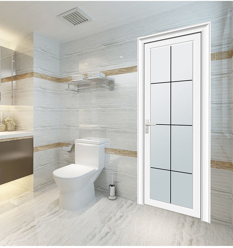 卫生间门厕所门厨房钛镁铝合金简约家用洗手间浴室玻璃厨房平开门白色