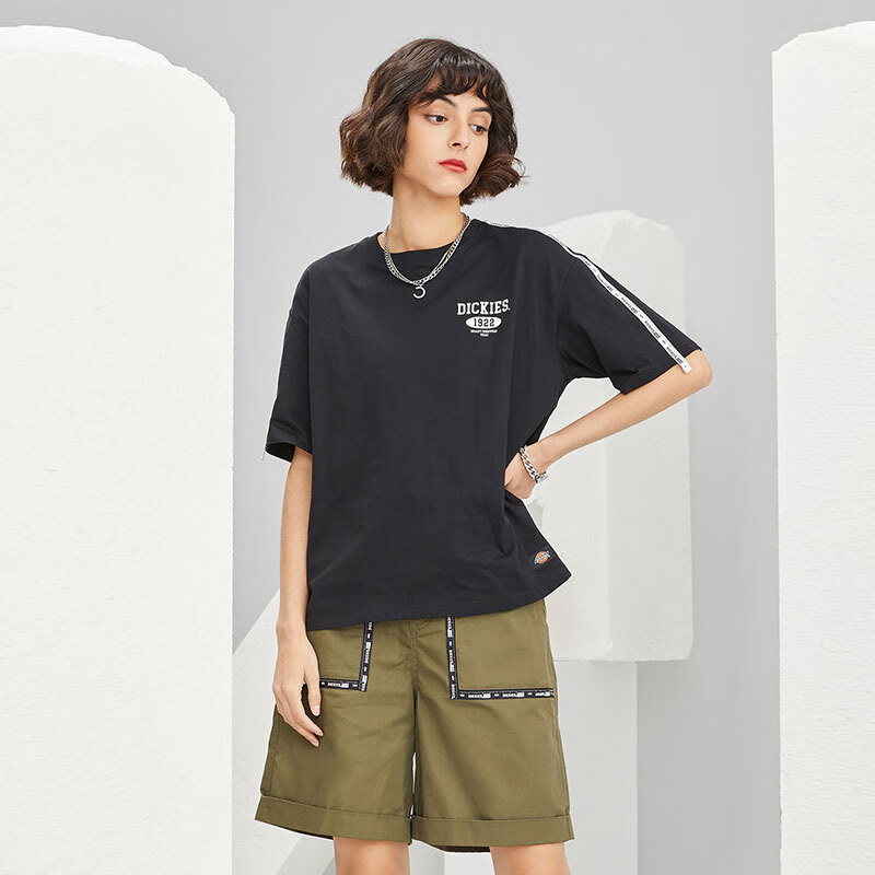 dickies 舒适清爽 小logo黑色 白色粉色女士t恤 dk010246 dk010246c50