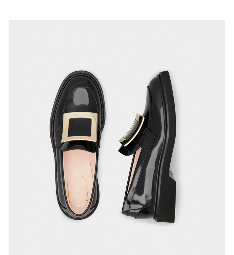 rogervivierrv女鞋vivrangers金属曲面方扣乐福鞋时尚复古厚底鞋单鞋