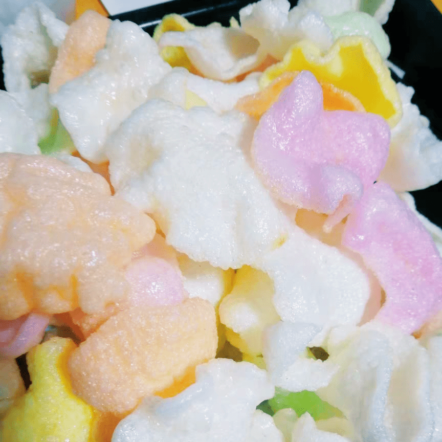 五彩虾片自炸原料油炸泡司彩色虾片1250g多图形混合零食油炸 竖棍(2斤