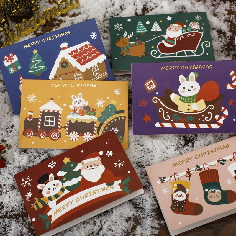 【喜i庆】圣诞节贺卡2021新款祝福小卡片创意卡通圣诞礼物感恩卡片
