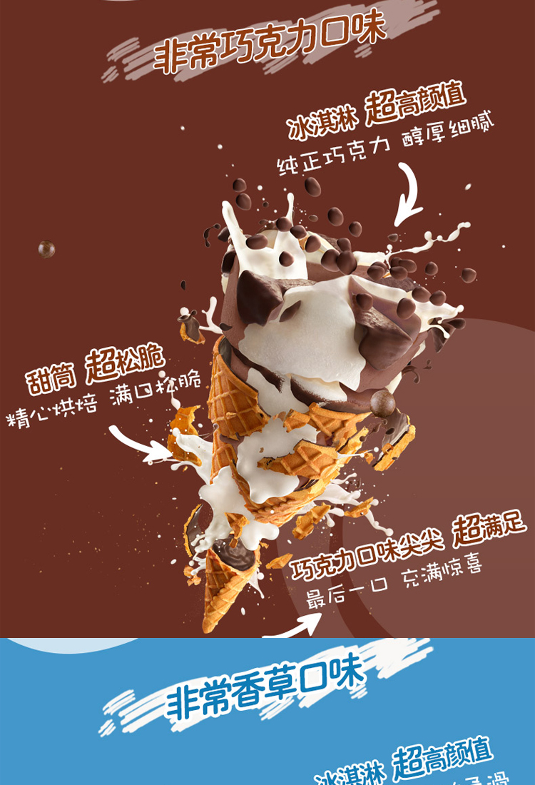 和路雪可爱多冰淇淋小甜筒香草草莓味雪糕蛋筒棒冰迷你冷饮冰激凌