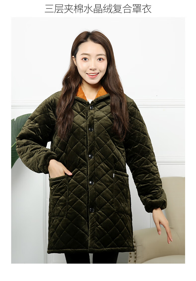 【时尚工作服】冬季加厚加绒加棉保暖罩衣中长款工作服男女围裙水晶绒