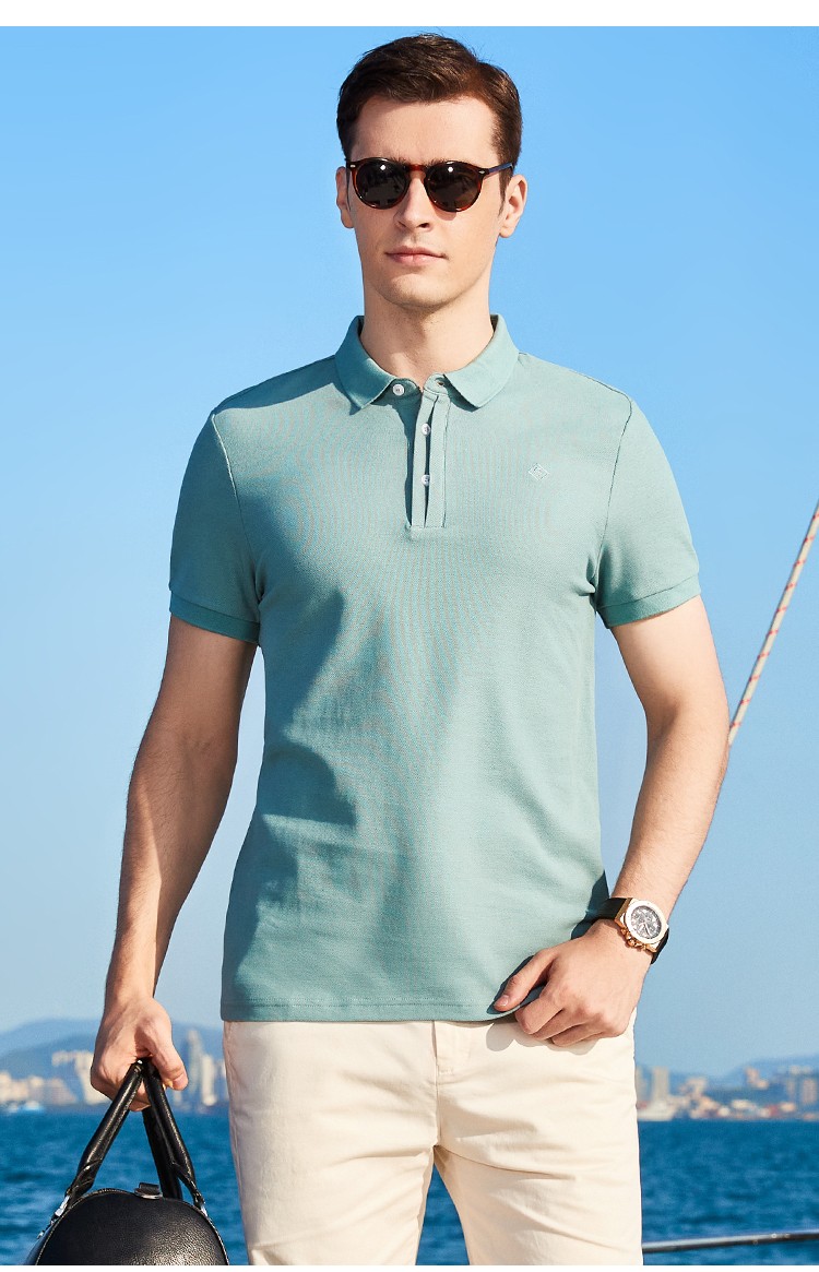 杉杉firs 短袖polo衫男双层门襟 夏季男士短袖翻领商务休闲打底衫上衣