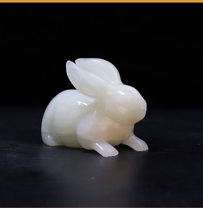 阿富汗玉玉兔摆件生肖兔生日礼物客厅装饰白玉兔摆设乔迁送礼小号兔左
