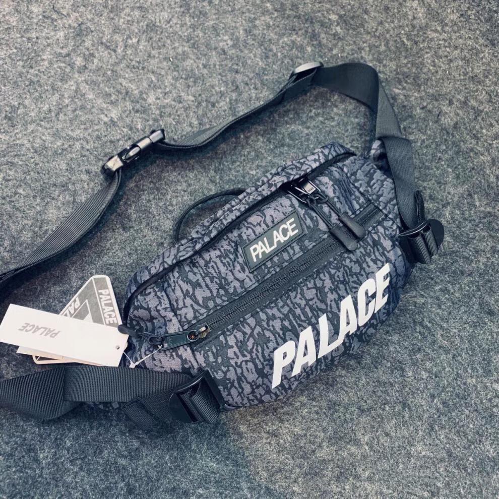 palace嘻哈三角3m反光胸包腰包蹦迪街头斜挎包手机单肩包男女ins 黑色