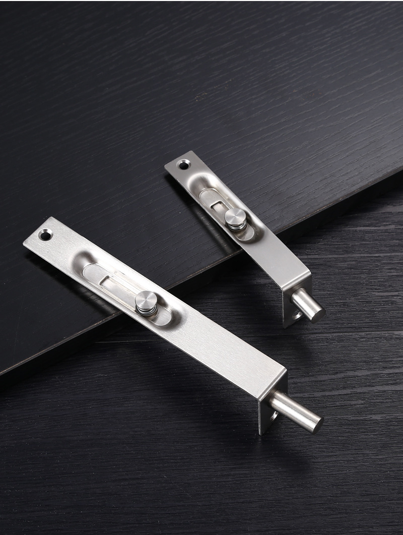 乐优家 4-12寸304不锈钢防盗门加厚木门栓插销弹簧按压式门栓插销 10