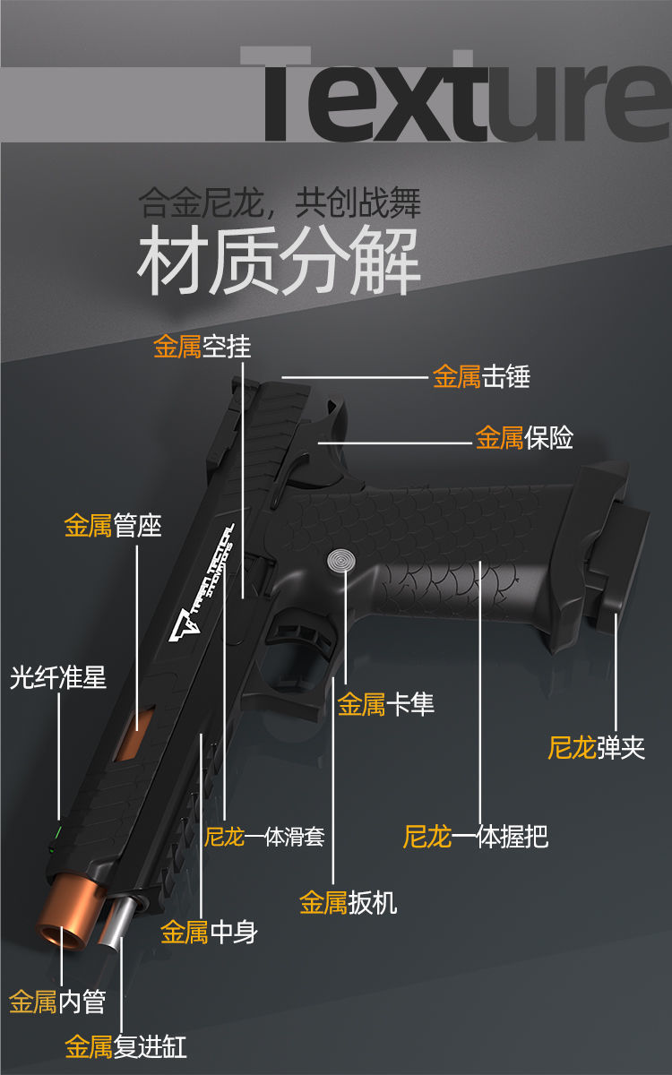 枪属可发射拆卸 战斗大师-黑色(80%)金属 16弹壳-20软弹-1弹夹【图片