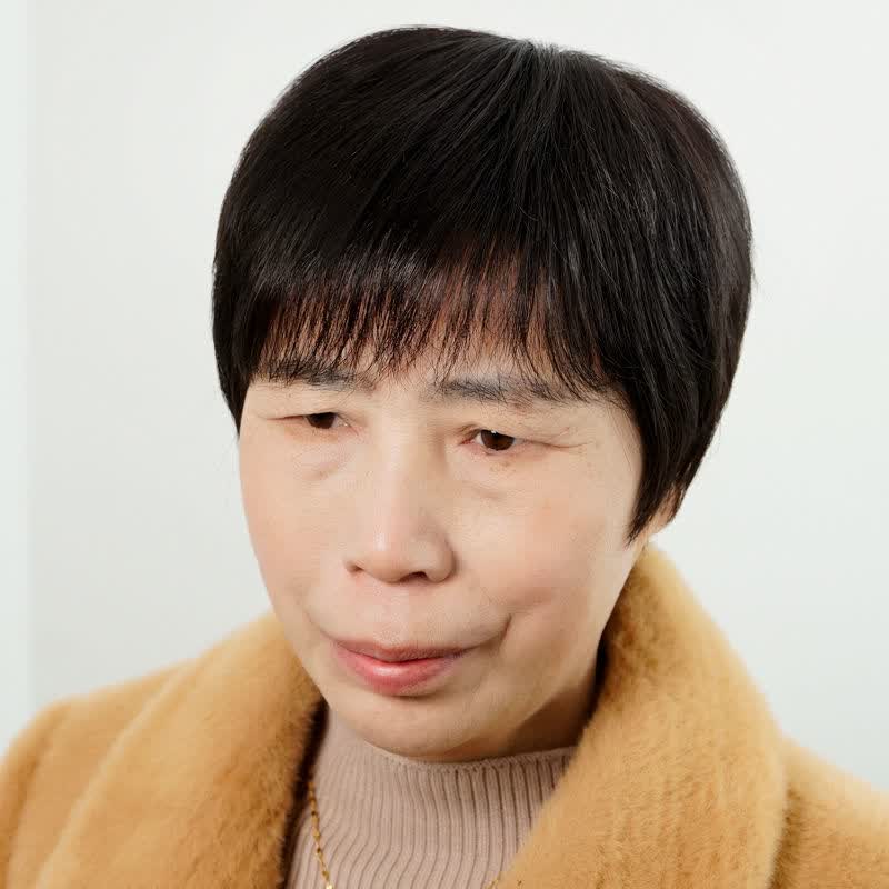 老人假发女短发真人发丝全头套奶奶假发套5070老年人妈妈真头发真头发