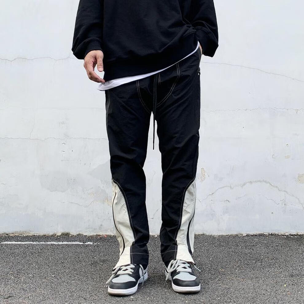 shanluo欧美街头高街嘻哈gali同款侧边机能工装拼接拉链休闲运动长裤