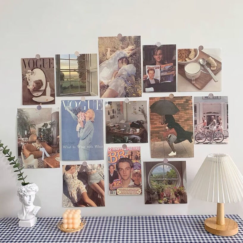 贴画卧室墙面宿舍寝室书桌墙面照片墙装扮唯美海报复古海报只要海报