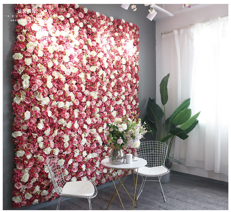 仿真花墙背景墙室内墙面装饰假花绢花婚庆假花道具花墙装饰布置 爱博
