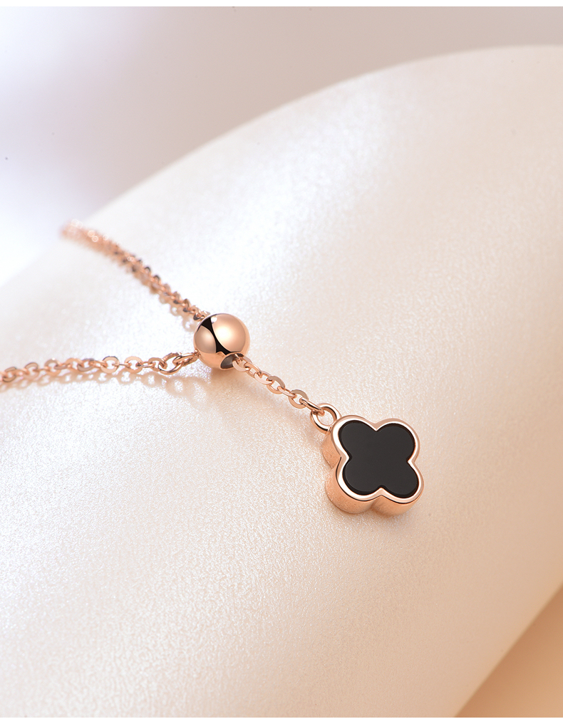 普洛达轻奢珠宝品牌四叶草18k彩金手链玫瑰金手链送女友七夕情人节