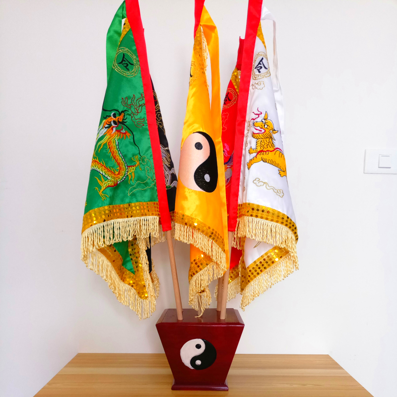 道教令旗五龙旗五色旗仙家令旗五行旗五方旗令旗底座旗杆斗全套 大号