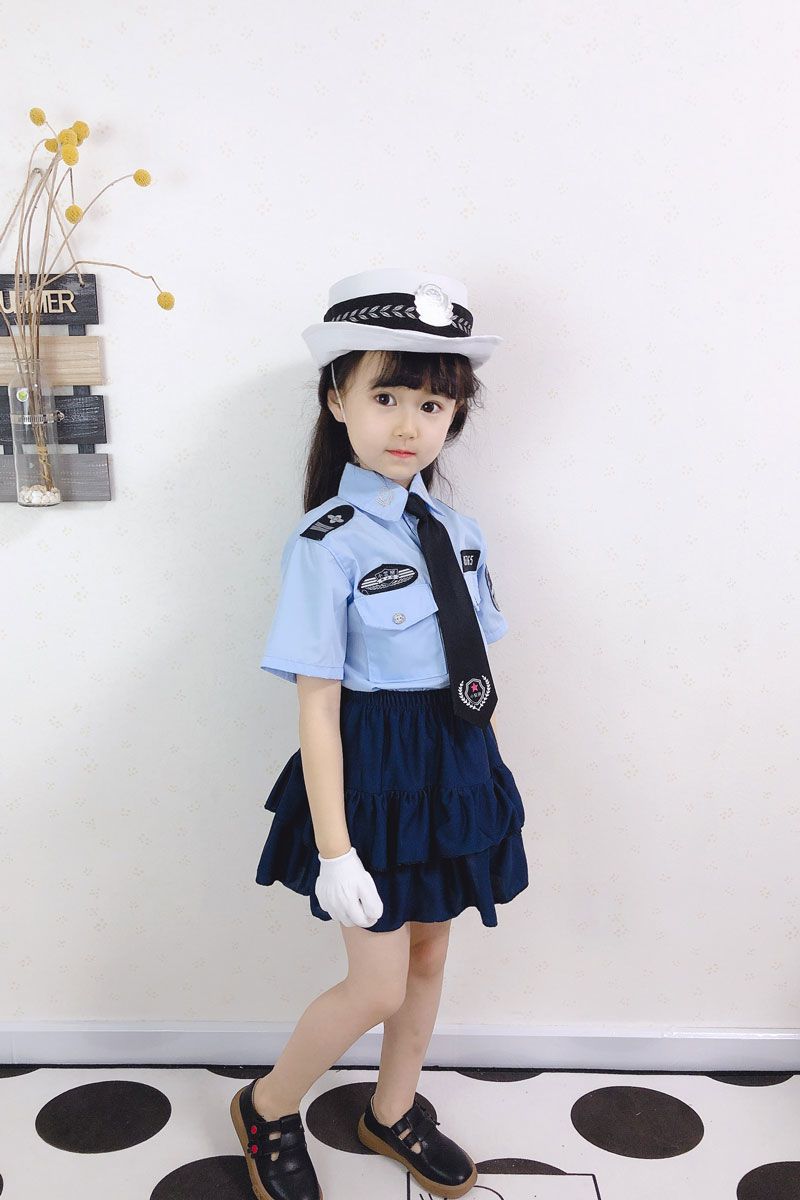 儿童小军装小交警表演服短袖六一幼儿小警察男女小孩玩具生日礼物男童