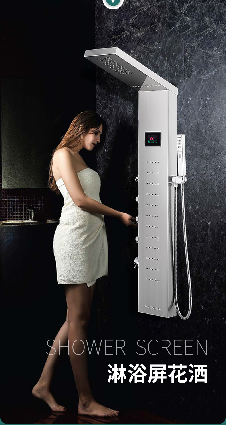 九牧王304不锈钢淋浴屏本色黑色淋浴花洒套装全铜花洒龙头沐浴器沐浴