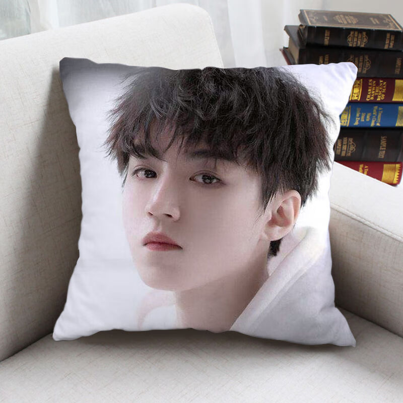 tfboys队长王俊凯同款抱枕周边海报来图双面定制送女生礼物床靠 2 50*