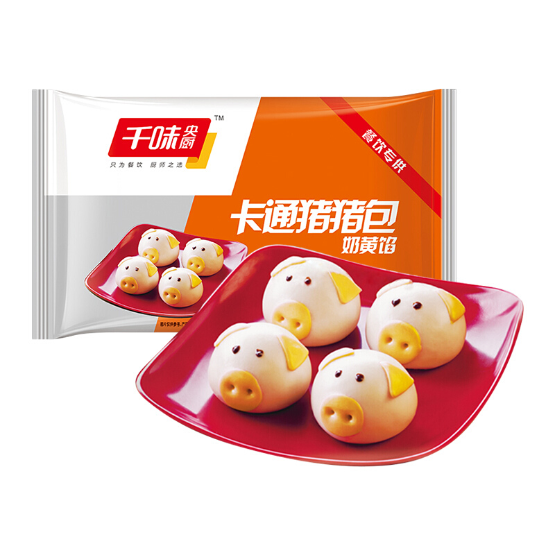 千味央厨卡通猪猪包360g5卡通馒头儿童早餐食品面点心包子半成品猪猪