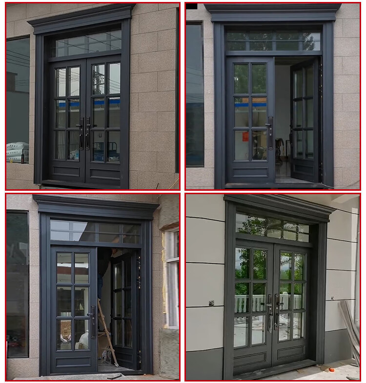 别墅大门双开门定制钢化玻璃门家用乡村农村自建房单门入户进户门款式