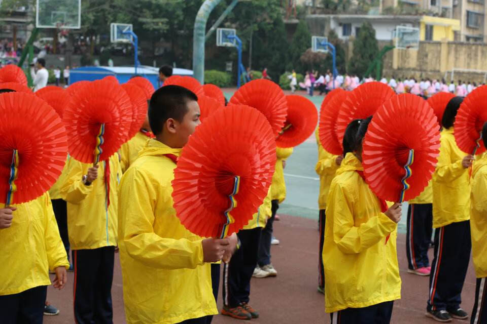 手翻花变色扇子运动会入场开幕式手拿道具儿童幼儿园演出方阵 30cm