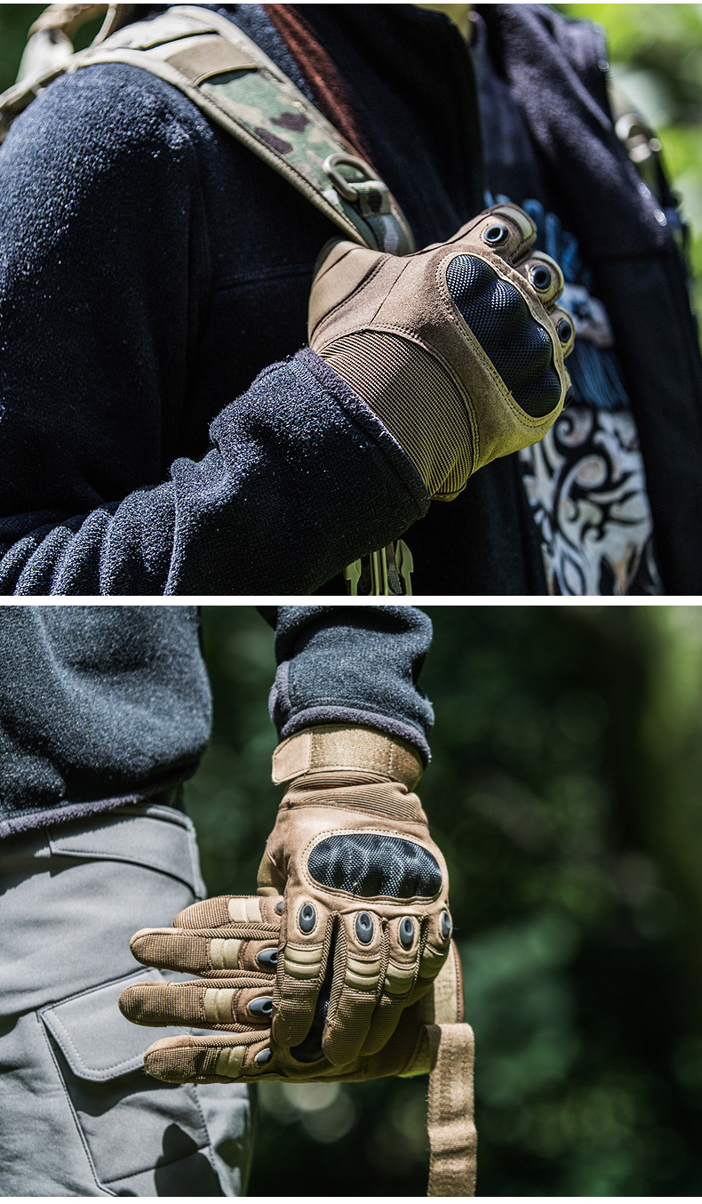 pila手套军迷黑鹰战术男全指防割防刺格斗作训作战登山骑行黑色半指m