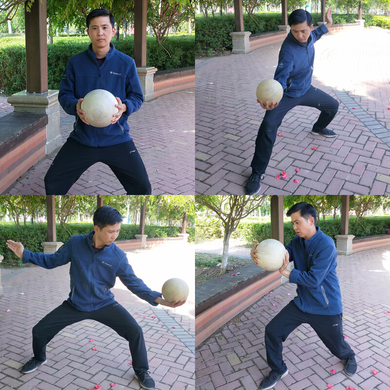 实木实心太极球老人健身球太极练功球未烤漆天然原色太极球57斤