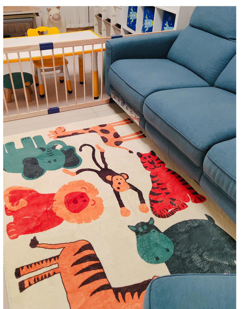 儿童房地毯女孩儿童房地毯可爱卡通客厅卧床边室家用地毯儿童女孩男孩