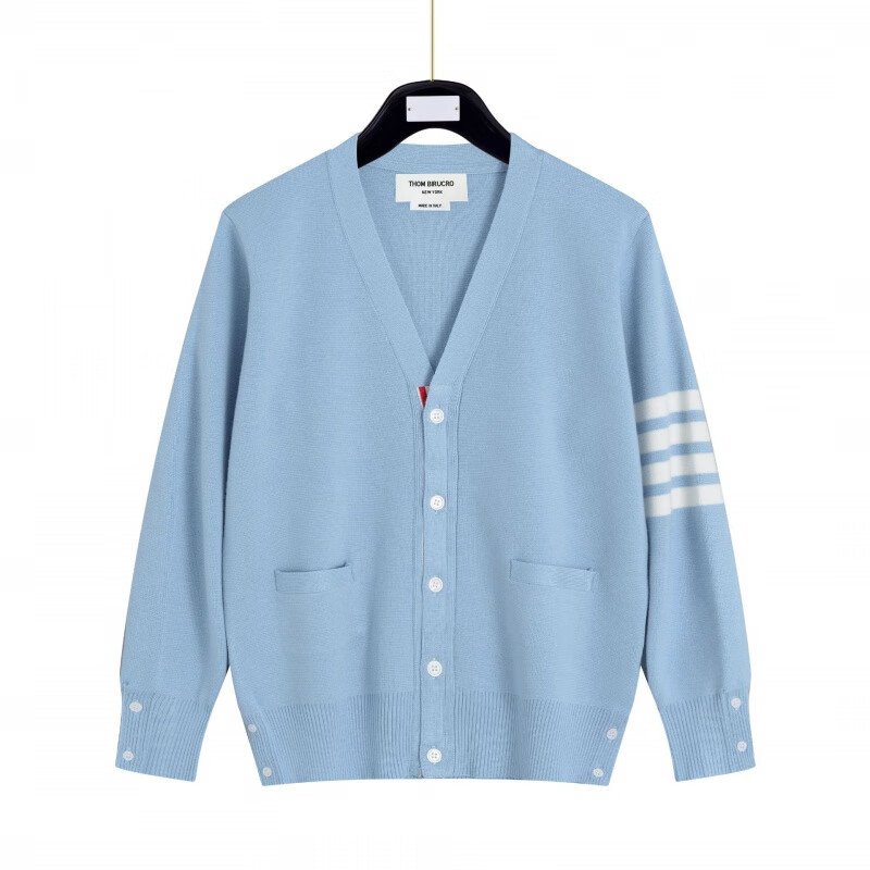 birucro羊毛衫常规男女毛衣秋冬四条杠针织衫上衣lyy 上青色 1码(m)