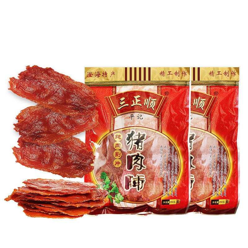 潮汕头澄海特产传统美食小吃三正顺猪肉脯肉干手工大片原味黑椒猪肉脯