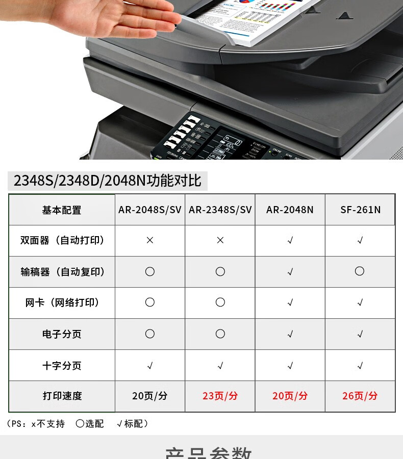 夏普ar2421x/2221r/s233n打印机a3a4黑白激光打印复印彩色扫描一体机