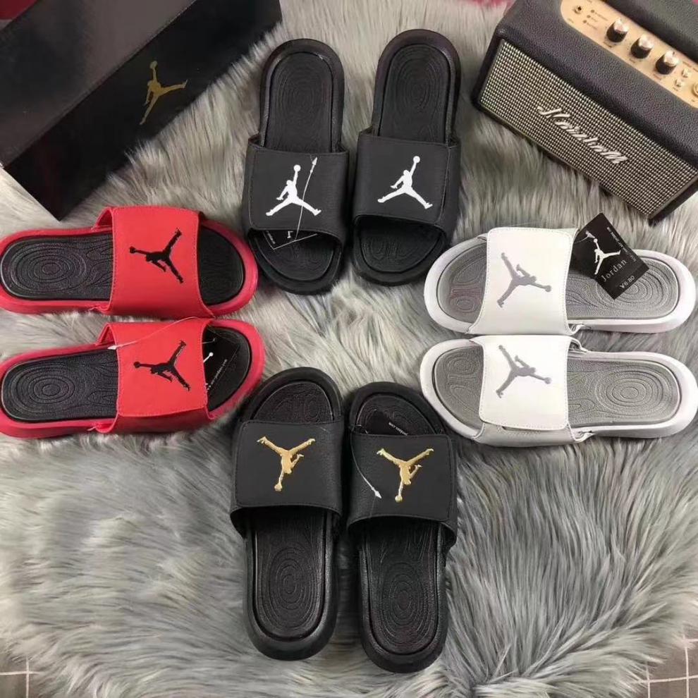 aj拖鞋飞人乔6运动篮球拖鞋情侣魔术贴潮牌居家男女拖鞋男士凉鞋白玫